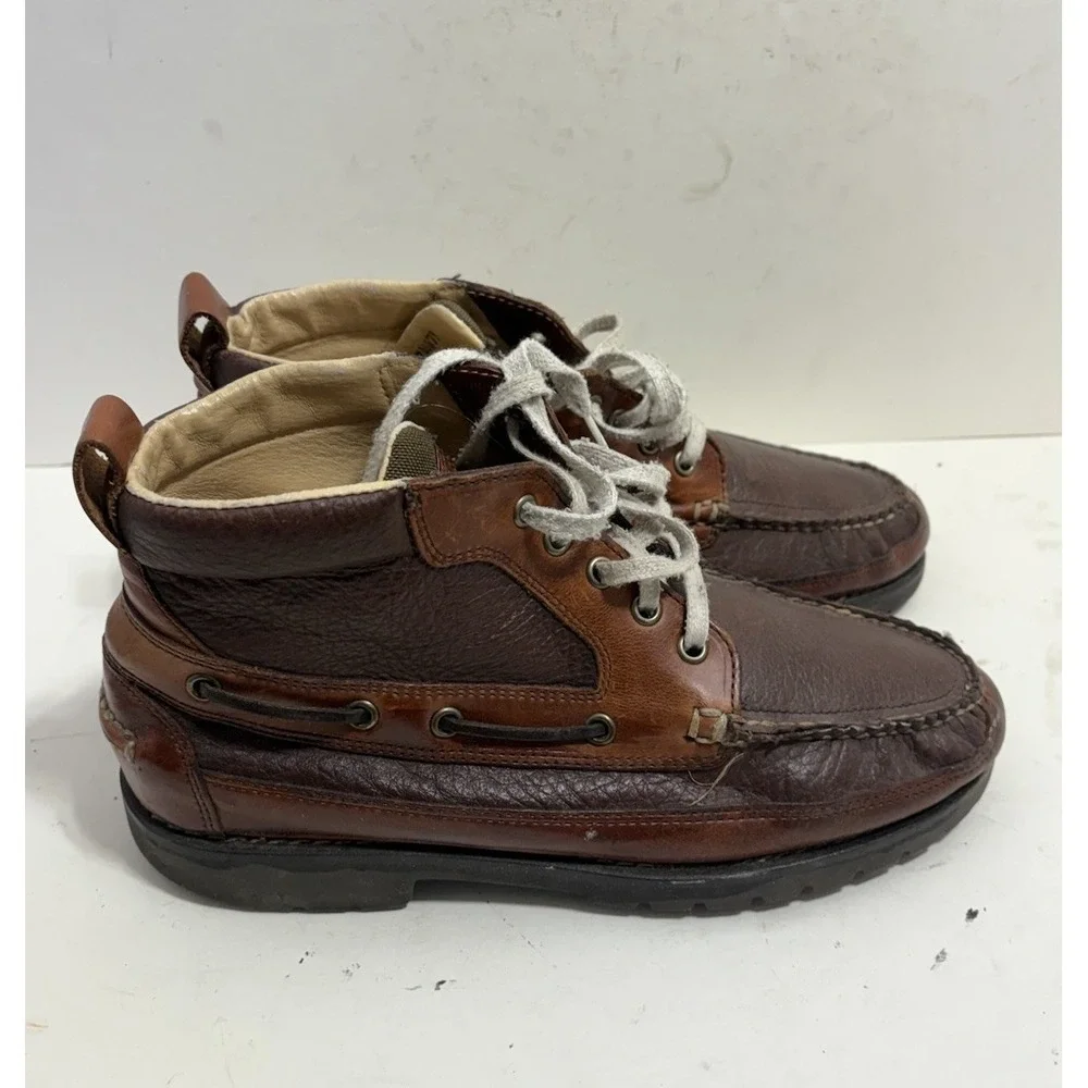 LL Bean Allagash Boots Men Shoes‎ Brown Bison Leather Chukkas Gorpcore 8.5 EE
